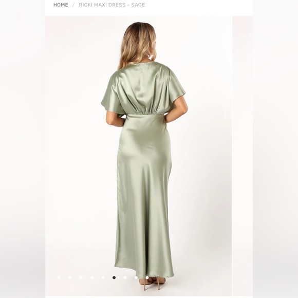 Petal and Pup NWT Ricki Satin Olive Green Maxi Dress Gown Size XS - Picture 4 of 14